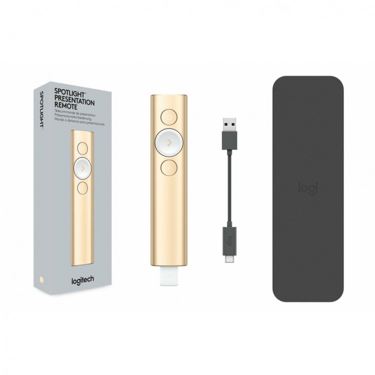 logitech spotlight presentation remote gold